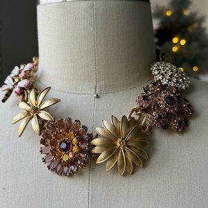 Vintage | BR | Banana Republic Gold Floral Dragonfly Enamel Rhinestone Necklace